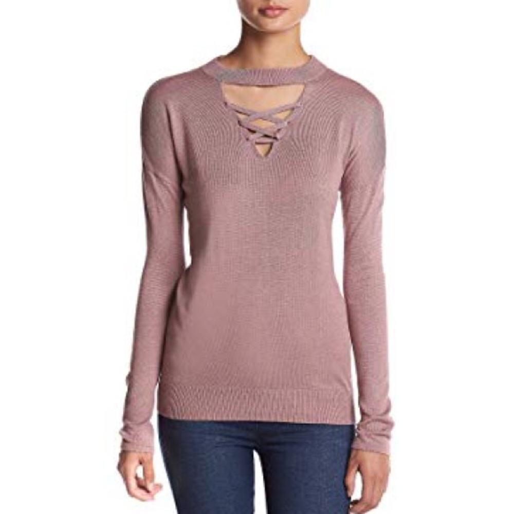 Pink Rose Criss Cross Sweater SZ MED